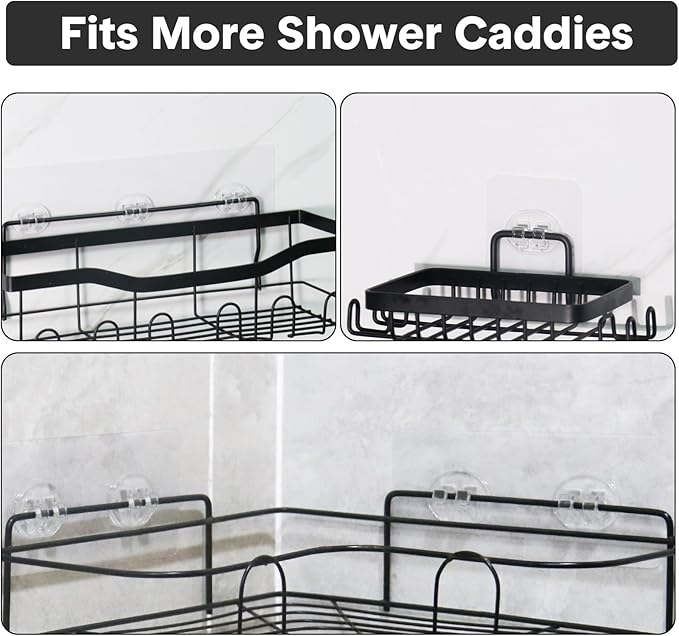 Lsnisni 4 Pack Shower Caddy Adhesive Replacement, Strong Adhesive Hooks - Image 7