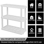 Oskar Heavy Duty Plastic Storage Shelves- for Garage, Kitchen, Bathroom Basement Kids Room, Stackable 3-Tier White, Organizer Rack for Books Shoes, Toys, Pantry, Cleaning and Closet Organization - Image 6