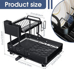Dish Drying Rack for Kitchen Counter, Stainless Steel 2 Tier Dish Rack w - Image 2