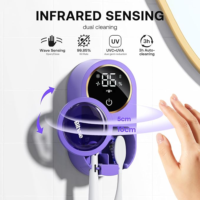 Bitvae Tooth Brush Holder for Bathroom, Infrared Sensing Toothbrush Cleaner - Image 2