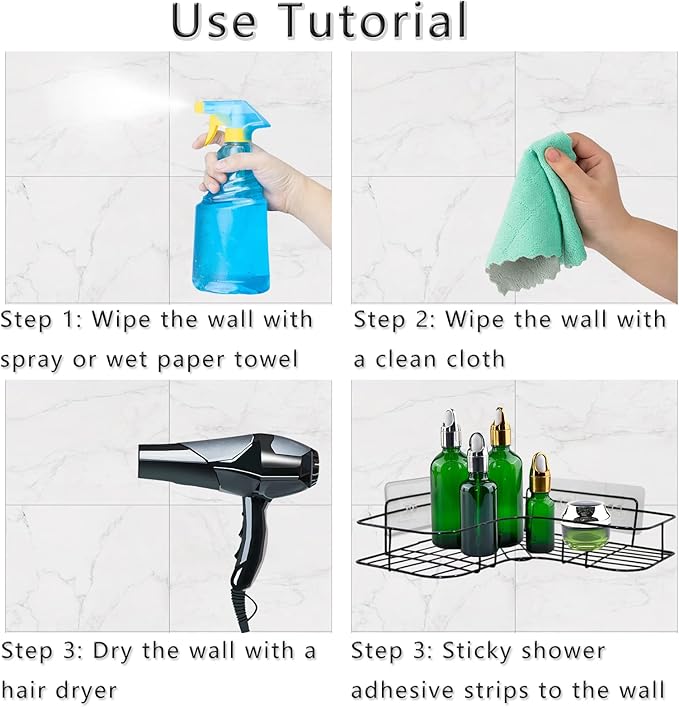 4 Pack Shower Caddy Adhesive for Replacement, Strong Transparent Adhesive for - Image 3
