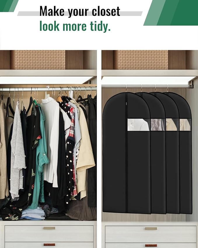 Garment Bags for Hanging Clothes 8 packs Washable Black Suit Bags for Closet - Image 5