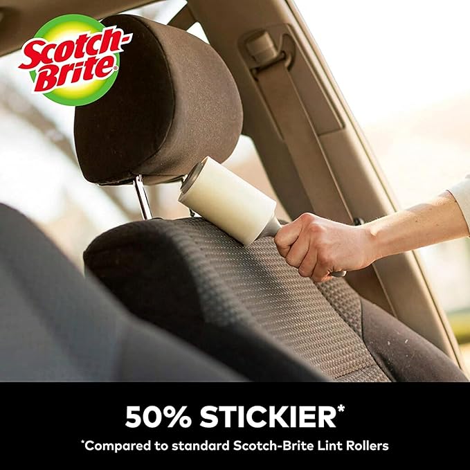 Scotch-Brite 50% Stickier Auto Lint Roller 4 Rollers 48 Sheets Per Roller - Image 3