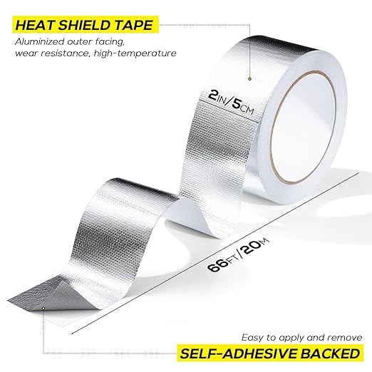 Aluminum Foil Heat Shield Tape 2inx66ft, Fiberglass High Temp Tape - Image 2