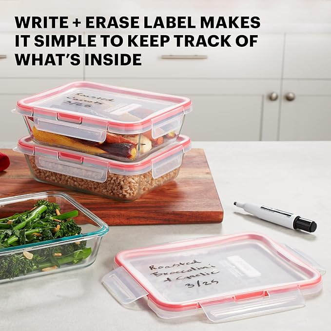 Pyrex Freshlock Glass Food Storage Containers Set, Airtight & Leakproof Plastic - Image 3