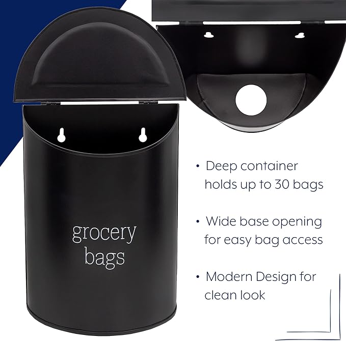AuldHome Design Enamelware Grocery Bag Holder; Wall-Mounted Modern Farmhouse - Image 7