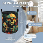 Fiery Skull with Glowing Eyes Laundry Basket with Handles, 19.7"x15.7" Clothes - Image 3
