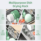 Dish Drying Rack in Sink, Extendable Stainless Steel Dish Drainers - Image 4