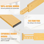 Bamboo Drawer Dividers 4" High, 16.5-22" Adjustable Drawer Organizers - Image 8