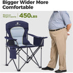 ALPHA CAMP Heavy Duty Camping Chair 500LBS Capacity, Oversized Folding Chair for Heavy People, Padded Portable Outdoor Chair with Cooler Bag & Cup Holder for Camping, Fishing, Beach - Image 8