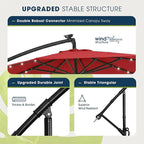 wikiwiki 10ft Solar LED Patio Umbrella with Base Included, Offset Umbrella with Weighted Sandbag Base, Cantilever Patio Umbrellas for Backyard, Garden & Deck, 32 LED Lights & Polyester Shade, Red - Image 7