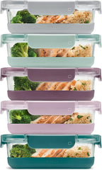 Ello Duraglass 3.4 Cup Meal Prep Sets 10Pc, 5 Pack Set- Glass Food Storage by Ello