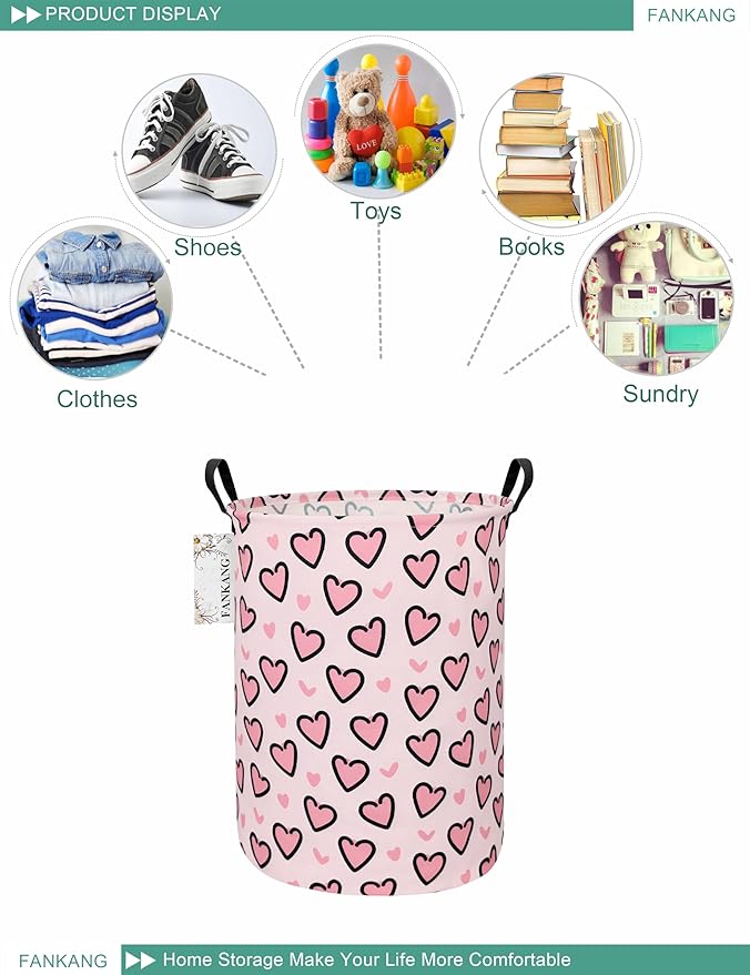 FANKANG Storage Basket, Nursery Hamper Canvas Laundry Basket Foldable - Image 5