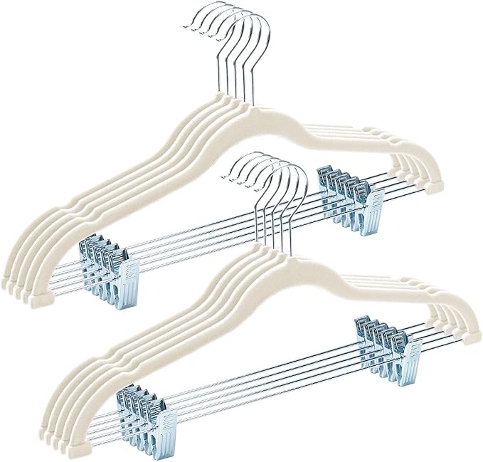 HOUSE DAY Velvet Hangers with Adjustable Clips 10 Pack, Non-Slip Suit Organizer by HOUSEDAY