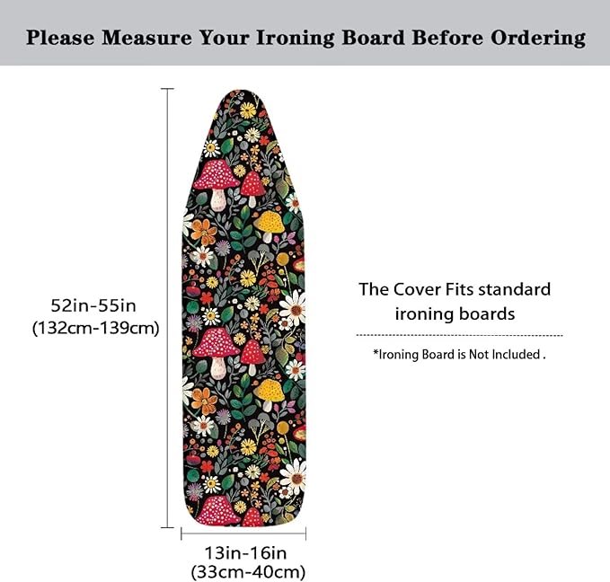 Mushroom Ironing Board Cover and Pad, Floral Ironing Board Cover, Stain - Image 5