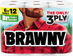 Brawny Tear-A-Square 3-Ply Paper Towels, 6 Double Rolls = 12 Regular Rolls by Brawny%C2%AE