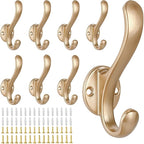 8 Pack Coat Hooks Wall Mount Heavy Duty Utility Retro Double Hooks by PEOIAOY