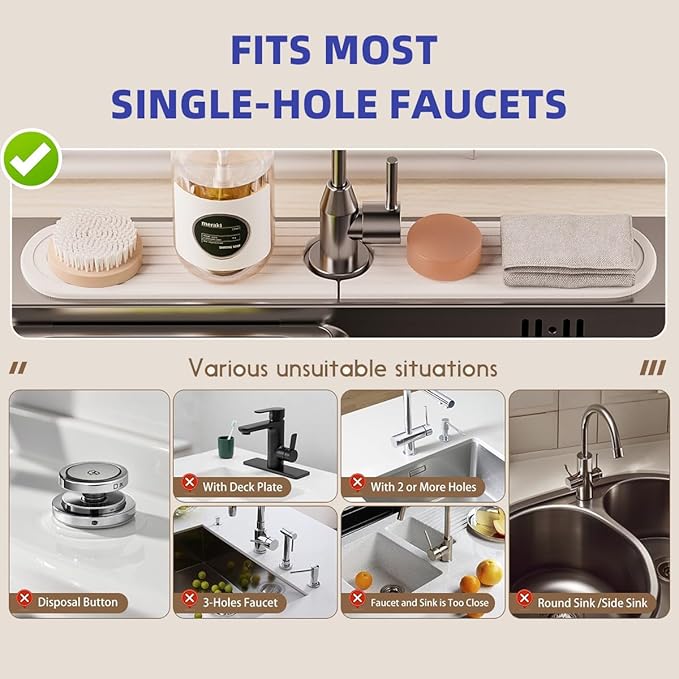 PEKER Faucet Mat for Kitchen Sink 19.7" – Diatomite Fast Drying Stone Sink Tray - Image 6