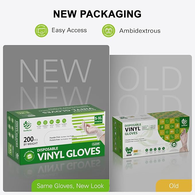 Disposable Vinyl Gloves, Food Safe, Latex-Free Powder-Free Clear Plastic Gloves - Image 5