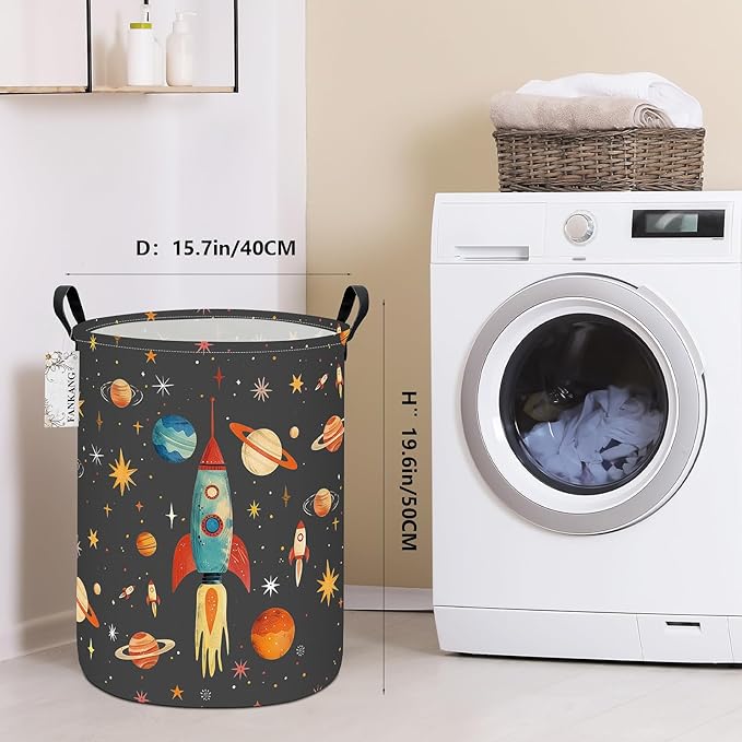 FANKANG Storage Basket, Nursery Hamper Canvas Laundry Basket Foldable - Image 2