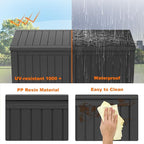 120 Gallon Resin Deck Box, Lockable Patio Outdoor Storage Box for Furniture, Garden Tools and Tools Storage, Waterproof Outside Storage Boxes - Black - Image 6