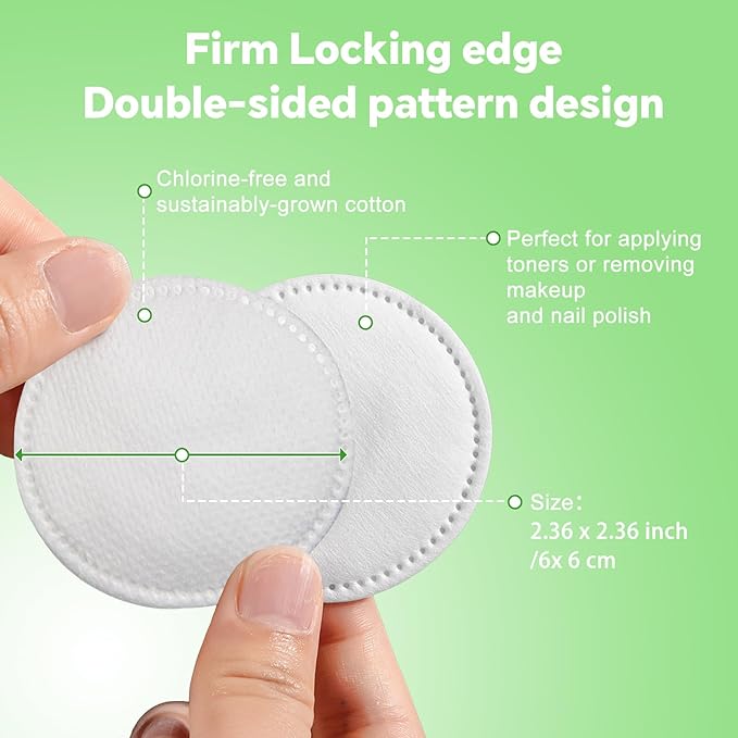 Boxed 100% Cotton Rounds for Face, Dual-Texture, Lint-Free Makeup Remover Pads - Image 5
