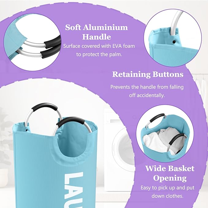 95L 3Pack Large Laundry Hamper, Foldable Laundry Basket - Image 3