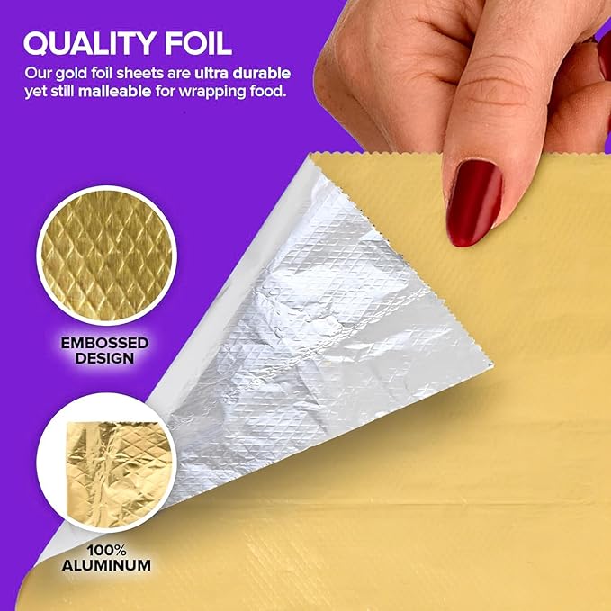 200 Count Pre-Cut Deli Gold Aluminum Foil - Image 3