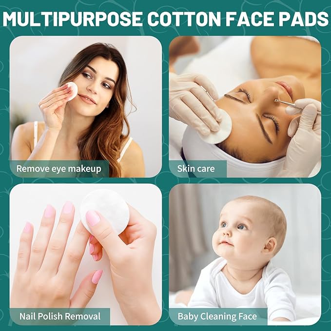Premium Cotton Rounds for Face, 100% Pure & Natural Facial Cleansing Round Pads - Image 7