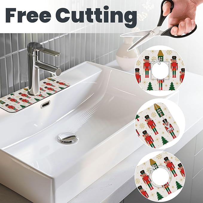 Nutcracker Christmas Tree Snowflakes Kitchen Sink Splash Guard Faucet Mat Super - Image 3