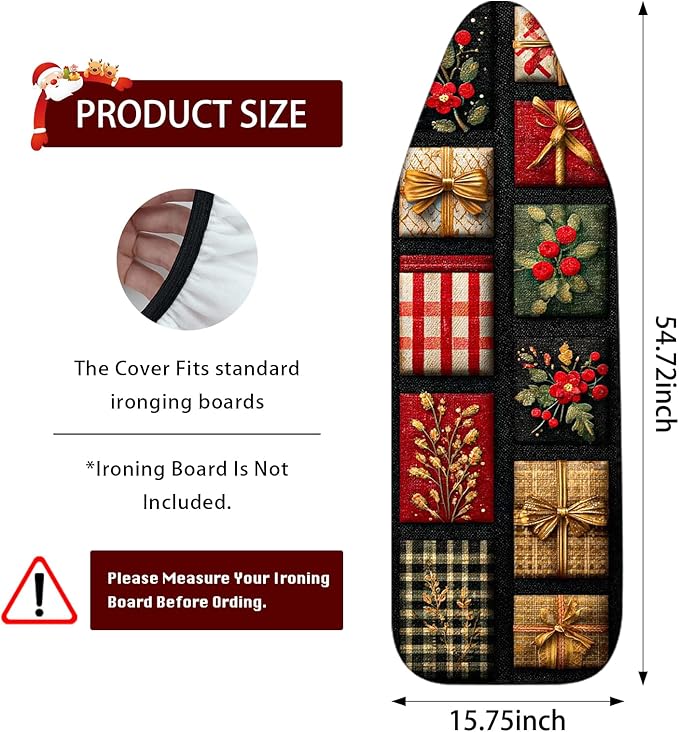 Nuxovilar Ironing Board Cover Winter Gift Boxes Pattern Polyester 15x54 Inches - Image 3
