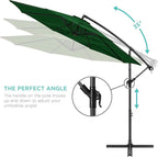 Best Choice Products 10ft Offset Cantilever Hanging Market Patio Umbrella, 8 Sturdy Ribs, Easy Adjustment - Green - Image 4