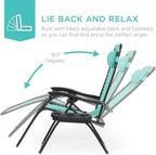 Best Choice Products Set of 2 Adjustable Steel Mesh Zero Gravity Lounge Chair Recliners w/Pillows and Cup Holder Trays - Mint - Image 4