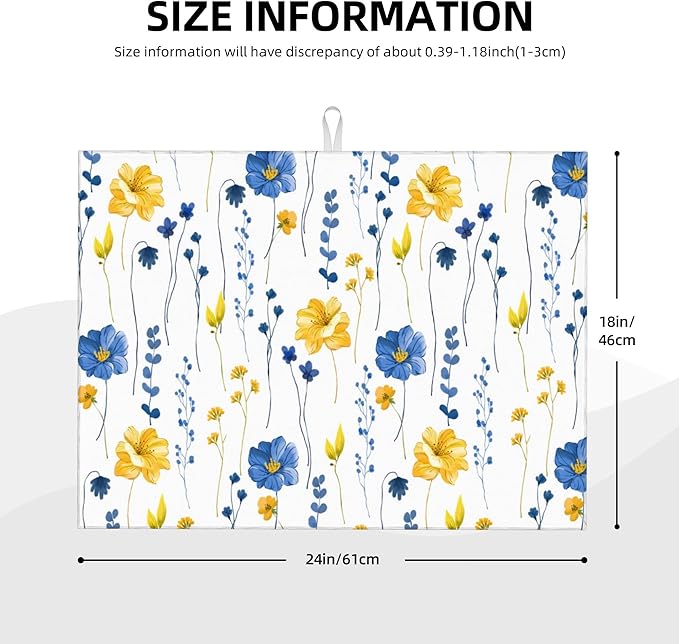 Watercolor Floral Decorative Microfiber Dish Drying Mat - Image 4