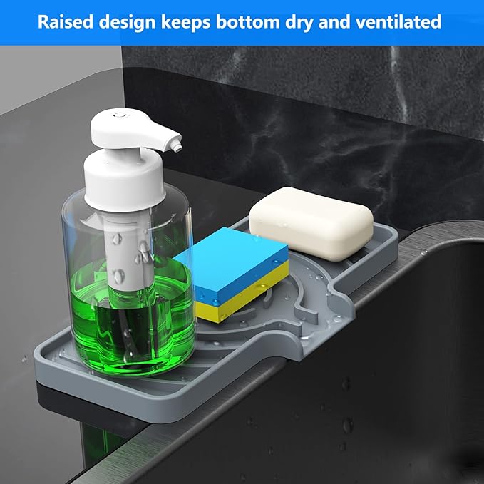 Sponge Holder for Kitchen Sink, Dish Sponge Holder & Soap Tray - Image 4
