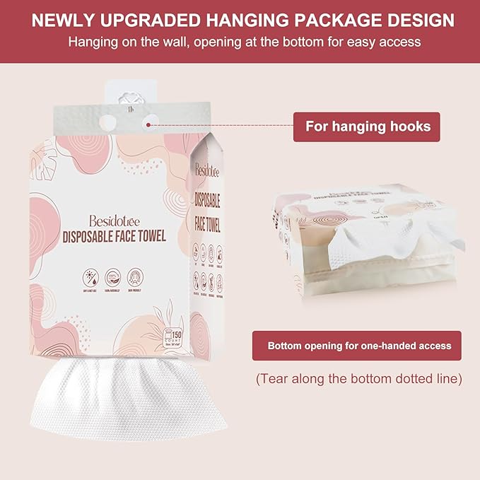 Disposable Towels for Face Hang Over the Door or on Wall, 300 ct, 2 Pack - Image 5