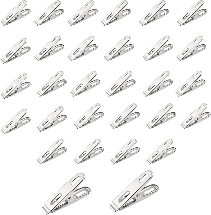 30PCS Windproof Fixed Spring Clips Set 2 Inch Stainless Steel Clothes Peg Metal by Unknown