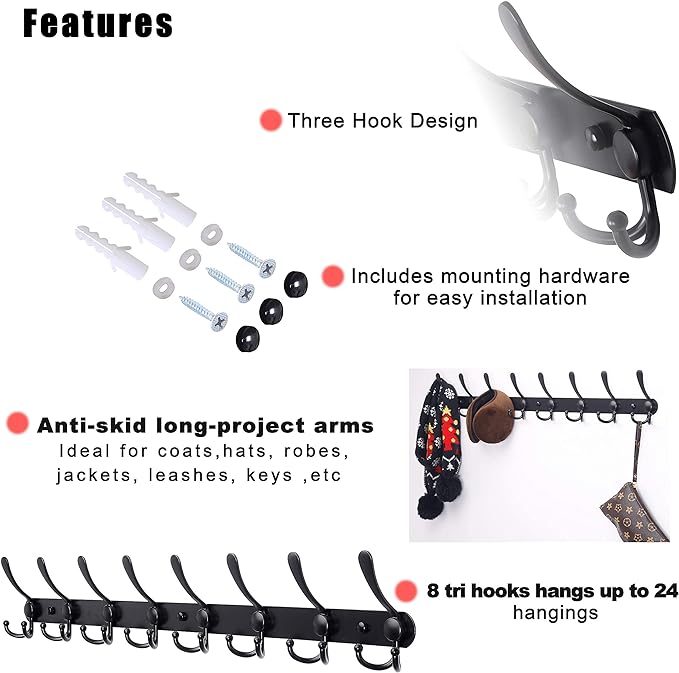 Dseap Coat Rack Wall Mount - Image 7
