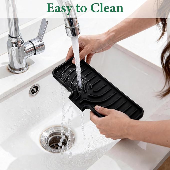 GUUKIN Sponge Holder for Kitchen Sink, 9.8"×4.9" Silicone Dish Drying Mat - Image 4
