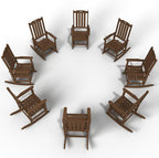 Oversized Rocking Chair Set of 8, Outdoor Rocking Chair for Adults, All Weather Resistant Porch Rocker for Lawn Garden, Wood by THOEOE