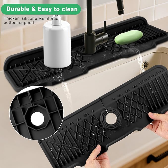 17 Inch Faucet Mat For Kitchen Sink Splash Guard Behind Faucet, ，5°Slope Fast - Image 6