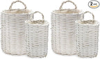 AuldHome Design Wall Hanging Baskets; Woven WIcker Rustic Farmhouse White by AuldHomeDesign