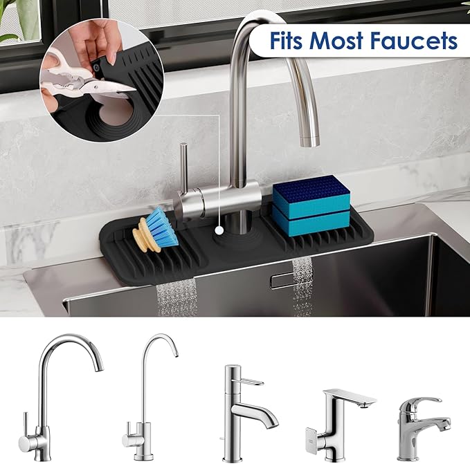 14.6 Inch Silicone Faucet Mat for Kitchen Sink Splash Guard - Image 4