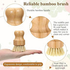12 Pack Bamboo Dish Scrub Brushes Wooden Scrubbers Set Kitchen Palm Pot Brush - Image 3