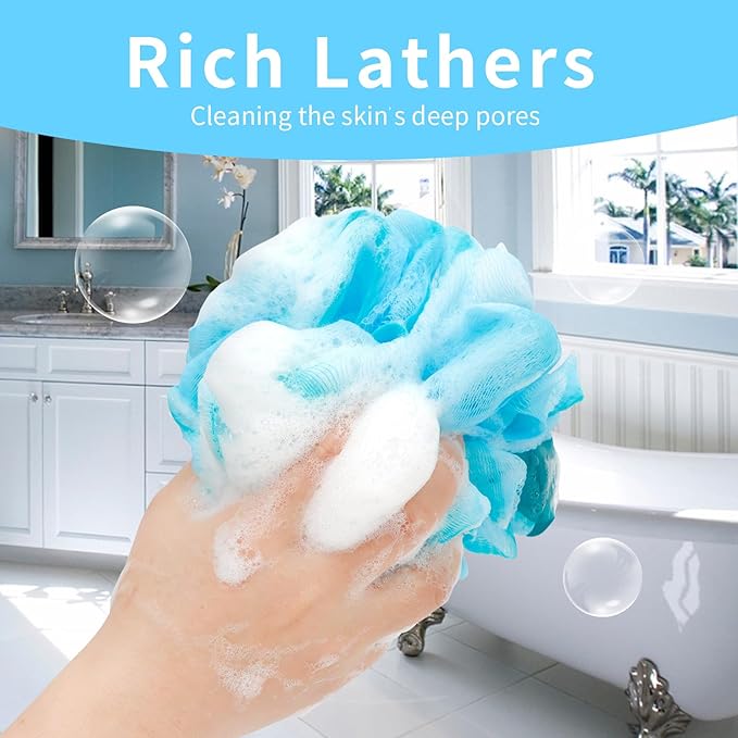 Bath Loofah Shower Sponge Body Back Scrubber Soft Mesh Shower Puffs Exfoliating - Image 7