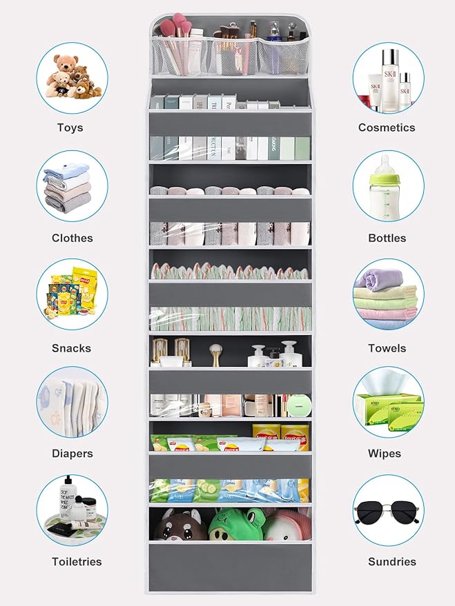 Over the Door Organizer 7 Tiers - 55lb Heavy Duty Door Hanging Organizer - Image 3