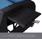Grand patio Outdoor Reclining Chairs with Extended Footrest 2-Piece Adjustable Patio Wicker Lounge Recliner up to 150° with Flip Side Table Peacock Blue - Image 4