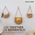 Cotton Hanging Fruit Basket, 3 Tier Woven Wall Basket, Hanging storage baskets - Image 5