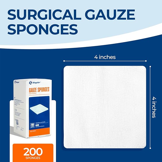 200 Pack 4x4 Inch Gauze Sponges 8-Ply, 100% Cotton Large Gauze Pads - Image 3