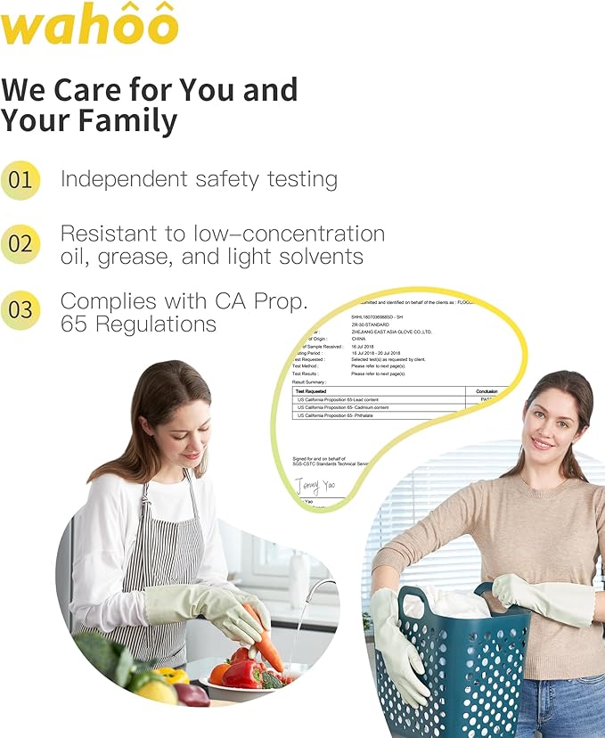 wahoo Skin-Friendly Cleaning Gloves, Reusable Dishwashing Gloves - Image 5
